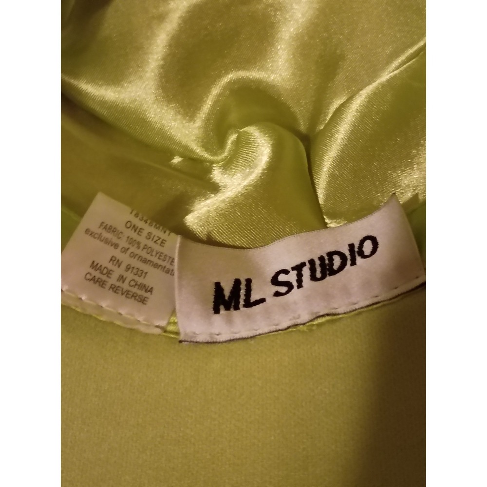 ML Studio Womens Chartreuse Green Dress Hat Bow Feathers Rhinestones One Size - Picture 4 of 6